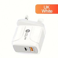 Chargeurs muraux USB C avec prise EU, UK, US, double port QC 3.0 et PD 18W