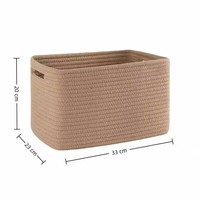 Panier de rangement en corde de coton lavable, durable, grand format, avec poignées, pliable, pour l'organisation de la maison