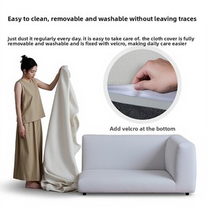 Canapé modulable <span class=keywords><strong>Gongyu</strong></span> GY-SF013 Nordic Cream, lavable, avec rembourrage en éponge amovible, moderne, simple, blanc, 2 ou 3 places, pour salon de villa - Product Image 3
