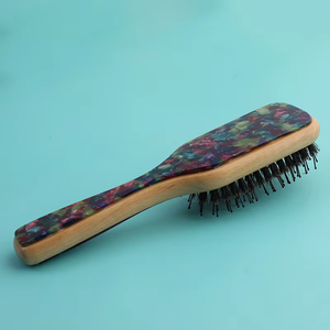 <span class=keywords><strong>Brosse</strong></span> démêlante en poils de sanglier et bambou avec coussin d'air massant pour cheveux secs et humides, pour femmes et hommes, motif léopard et vache - Product Image 4