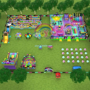 Parque de juegos inflable multiunidad para exteriores con laberinto, tobogán con obstáculos, juguete comercial de entretenimiento para niños, para fiestas de carnaval y parques. - Product Image 1