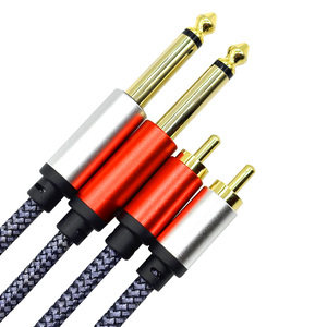 Cavo da 2RCA a <span class=keywords><strong>1</strong></span>/<span class=keywords><strong>4</strong></span>, cavo di interconnessione Audio doppio da <span class=keywords><strong>1</strong></span>/<span class=keywords><strong>4</strong></span> pollici t a doppio centro Stereo, guscio in rame placcato oro 2X 6.35mm - Product Image 3