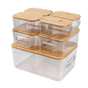 Storage Storage Storage Boxes With Lids Plastic GREENSIDE Top Quality Transparent Clear Durable Plastic Storage Box With Bamboo Lid