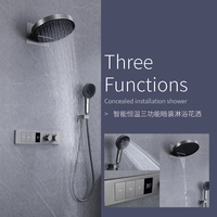 Ensemble de douche thermostatique mural en laiton poli gris anthracite, avec jets de pluie doux et de massage, pour appartement - Vente en gros