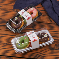 Boîte d'emballage pour beignets de petite taille, très vendue, remplie de pain au chocolat à la fraise, boîte d'emballage jetable transparente