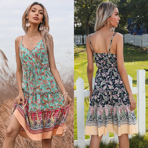 Vestido Casual de Verano 2025 al por Mayor, Vestido Halter sin Espalda, Ropa de Mujer, Vestidos de Playa Sexys con Estampado Floral para Damas - Product Image 2