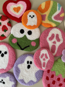 <span class=keywords><strong>Decorazioni</strong></span> <span class=keywords><strong>di</strong></span> <span class=keywords><strong>Halloween</strong></span> fatto a mano fantasma modello <span class=keywords><strong>di</strong></span> zucca artigianato tappeto da tavolo Punch ago sottobicchiere - Product Image 3