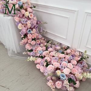 Arreglos Florales Artificiales Personalizados para Bodas, Flores de Naranja, Rosas y Follaje, Hilera de Flores Enrolladas con Arco - Product Image 4