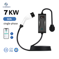 Nouveau chargeur de voiture électrique Type1 Type2 GB/T 3,5 kW 7 kW 16A 32A, station de recharge portable pour véhicules électriques avec certification CE IP65, contrôle par application
