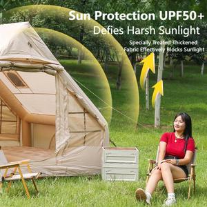 Tentes de camping en plein air, installation facile, imperméables, résistantes au vent, 4 saisons, tente de cabane en Oxford, tente gonflable automatique épaissie - Product Image 3