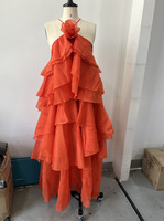 Nouvelle Robe Longue Femme Printemps-Été à Fleurs 3D, Dos Nu et Volants, Idéale pour les Vacances