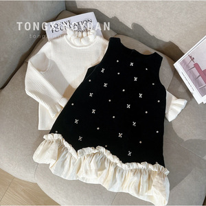 Tongxingyuan Girls Dress Set Autumn Winter Thick Warm Velour Princess Puff Sleeve Outfit Cotton Fabric - Product Image 1
