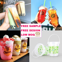 Offre Spéciale 400ml 500ml 600ml Bouteille de jus en plastique PET vide carré 13oz 16oz 19oz Bouteille de jus avec bouchon différent