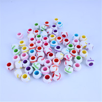 1 sac de perles colorées à gros trous pour tresses décoratives, accessoires de coiffure, bricolage, résine acrylique plastique, perles dispersées pour bijoux de tresses