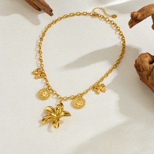 European American Cross Border Gold Plated Necklace Retro Multi Element Women Fashion Jewelry Daily Wear Zinc Alloy Chain - Product Image 3
