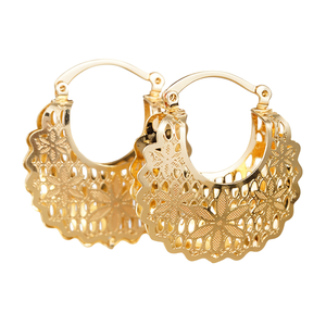 Pendientes de Aro Dorados E4519 con Diseño Floral para Mujer, Aleación de Zinc, Estilo Bohemia, Joyería de Moda - Product Image 1