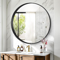 Miroir rond noir doré écologique HD Miroir de salle de bain 20 pouces Miroir mural à cadre en métal doré