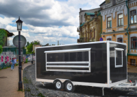 Remorque alimentaire mobile sur mesure, taille personnalisable, intérieur sur mesure, en acier inoxydable et verre trempé pour hot-dogs, glaces et plus - Modèle ORANGE T2
