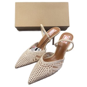ZA Primavera Verano Nuevas Sandalias de Malla para Mujer Beige Claro con Tacón Hueco, Punta Puntiaguda, Corte Bajo y Tacones de Aguja Súper Altos con Punta Cubierta - Product Image 5