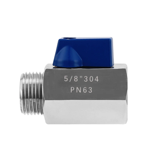 Mini vanne à bille en acier inoxydable 304, filetage NPT 5/8'', vanne d'arrêt, interrupteur pour coupleur et <span class=keywords><strong>pompe</strong></span> à entraînement magnétique (poignée bleue) - Product Image 4