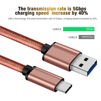 Câble certifié CE ROHS FCC Type-C 3.0 en nylon tressé avec boîtier métallique Pro Flex 3A 60W Charge rapide Transfert de données 5 Gbps pour écouteurs
