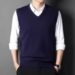 Custom Logo Oem <strong>Men</strong> Knit Top <strong>Men's</strong> <strong>V</strong> <strong>Neck</strong> Winter Knitwear Casual Slim Fit <strong>Jumper</strong> Pullover Solid <strong>Sleeveless</strong> Knitted Sweater Vest - Product Image 2