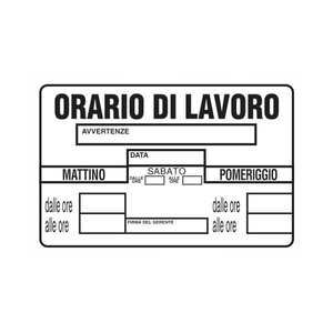 Letrero de "HORAS DE TRABAJO" de 20x30 cm para herramienta de torneado Producto de visibilidad mejorada - Product Image 1