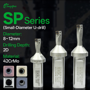 <span class=keywords><strong>Foret</strong></span> en U à diamètre réduit SP 2D haute précision avec refroidissement interne, plaquette en carbure SPMG indexable, queue plate et mandrin à pince à ressort - Product Image 1