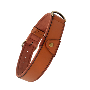 PURESPET <span class=keywords><strong>Collar</strong></span> de perro de cuero genuino ancho con patrón sólido personalizable con cintas ajustables para razas grandes - Product Image 5