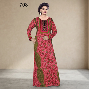 Robe longue maxi en coton premium pour femme, respirante, anti-boulochage, style ethnique moyen-oriental, Jalabiya pour adultes, mode décontractée, grandes tailles - Product Image 1