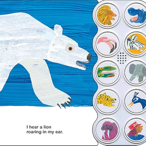 Livre sonore personnalisé avec sons d'animaux, thème <span class=keywords><strong>ours</strong></span> polaire et lion, « Qu'est-ce que tu entends ? », histoire répétitive, 10 boutons, pages en carton, boîte en ABS, OEM - Product Image 1