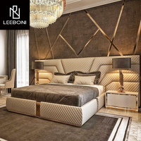Neues Modernes Design Hochwertiges Luxus-Doppelbett aus Weichem Leder in Super-King-Size-Größe mit Bettrahmen