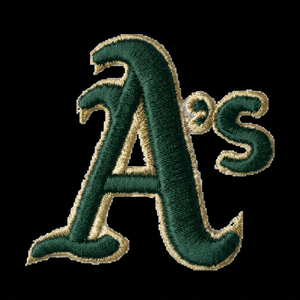 Patch rond brodé thermocollant en sergé Oakland Athletics A's, logo de baseball vert et or, pour la décoration de vêtements et de chapeaux - Product Image 1