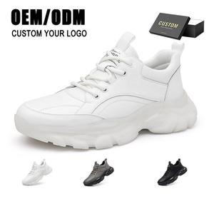 Chaussures décontractées pour hommes de qualité supérieure, en cuir fendu blanc, à lacets, respirantes, pour la marche et la course, personnalisables avec votre propre logo - Product Image 1