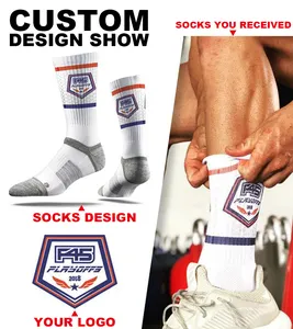 Kaus kaki olahraga kustom bersirkulasi nyaman tiruan & desain gratis kaus kaki atletik kru rajut Logo kustom uniseks Sox