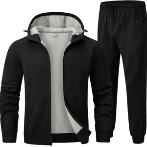 Ensemble 2 pièces unisexe décontracté pour homme : sweat à capuche et pantalon de jogging en polaire respirant, polyester/coton, grandes tailles, logo personnalisé, collection Printemps - Product Image 4