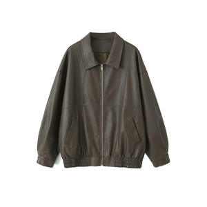 Chaqueta de Cuero Sintético PU de Corte Holgado Estilo Retro Happy Plus para Mujer, Cortavientos, Informal, Talla Grande - Product Image 5