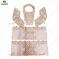Lot de 5 ensembles de patchs de col en dentelle africaine rose, appliques florales brodées pour robe de mariée femme, décoration DIY pour vêtements