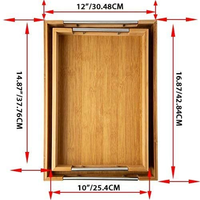 Plateau de service rectangulaire en bambou fait main de luxe avec poignées métalliques, plateau de petit-déjeuner en bois pour aliments