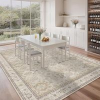 Tapis Moderne Abstrait Grande Surface en Polyester, Fabriqué à la Machine, Lavable, Doux, à Poil Ras, 8x10, Intérieur, Antidérapant, Durable, Résistant aux Taches