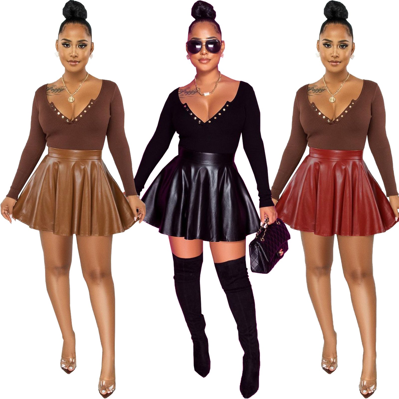 Plus Size Leather Mini Skirts Flattering Stylish