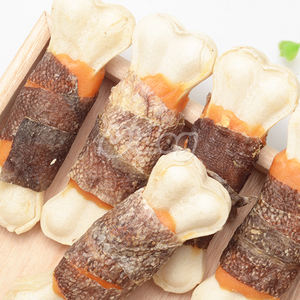 मछली त्वचा और चिकन लिपटे चमरा से बना हुआ दबाया हड्डी कुत्ते चबाना व्यवहार करता है कुत्तों के लिए स्वस्थ व्यवहार करता है - Product Image 6