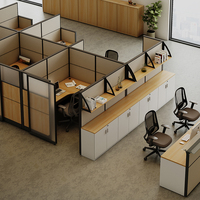 Modular Office Workstation with Glass Partitions and Cable Management Meets the Collaborative Needs