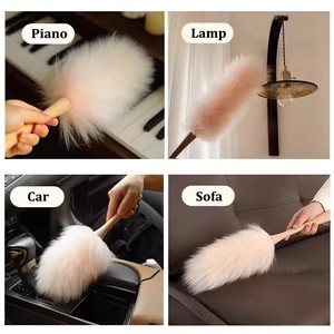 Nettoyage de luxe pour la maison, <span class=keywords><strong>plumeau</strong></span> en vraie laine, dépoussiérage électrostatique, <span class=keywords><strong>plumeau</strong></span> suspendu pour voiture, piano, lampe, meubles - Product Image 2