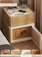 Table de Chevet en Noyer avec Verrou Électronique à Code, Tiroir de Sécurité, Meuble d'Appoint pour Salon et Maison