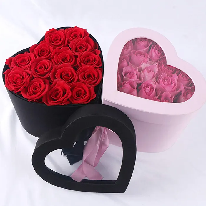 Luxe rose fleur emballage caja de regalo tarjeta credito corazon cajas de carton par regalos cajas para regalos de corazon