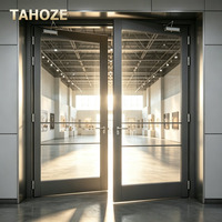 Porte en verre coupe-feu classe A, haute transmission lumineuse, angle obtus, sécurité, entrée commerciale pour centre commercial, aéroport, immeuble de bureaux