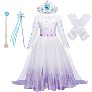 Le ragazze fantasiose <span class=keywords><strong>Elsa</strong></span> <span class=keywords><strong>2</strong></span> Costume da principessa vestono Cosplay abiti festa di compleanno costumi TV e film fiocchi di neve Tulle abito accessori - Product Image 2