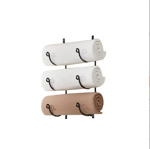 <span class=keywords><strong>Porte</strong></span>-serviettes mural en fer à 3 niveaux pour petites salles de bain, panier de rangement pour serviettes enroulées et étagères de rangement pour salle de bain - Product Image 1