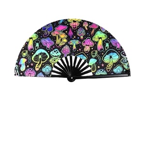 Abanico Plegable de Bambú Holográfico Reflectante Grande con Funda para Eventos y Fiestas Rave - Product Image 2